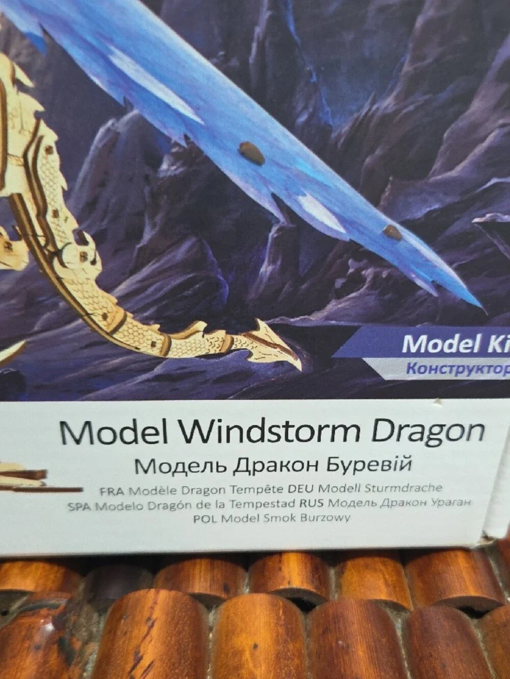 Windstorm Dragon Mechanical Model Kit - Blue & Natural Wood